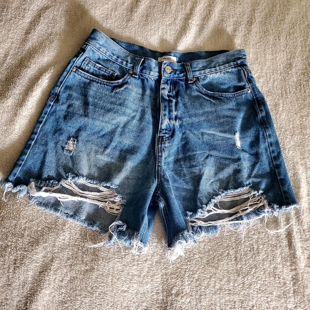 Forever 21 Jean Shorts distressed Trashed Boho Western Cowgirl‎